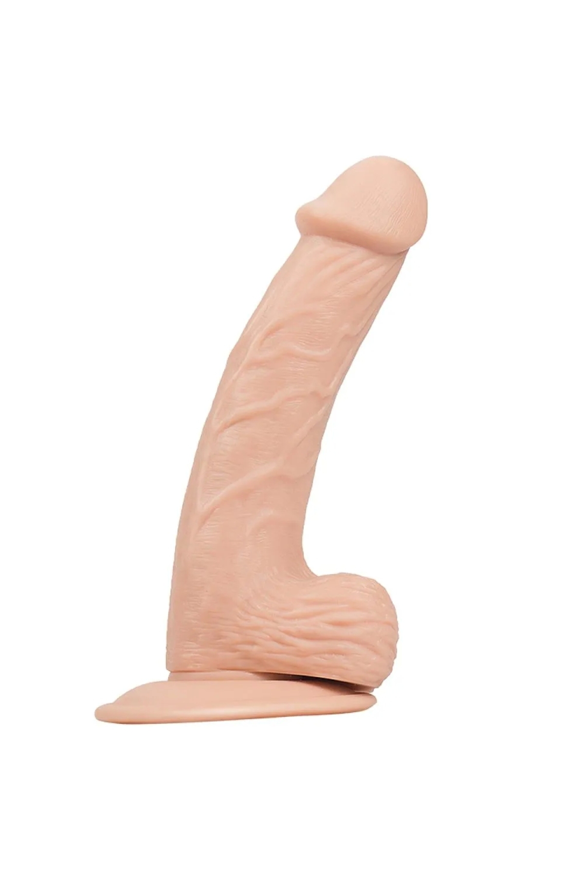 Gerçekçi Et Dokusunda 20.5 CM Damarlı ve Vantuzlu Esnek Penis Dildo [SH-PX172]