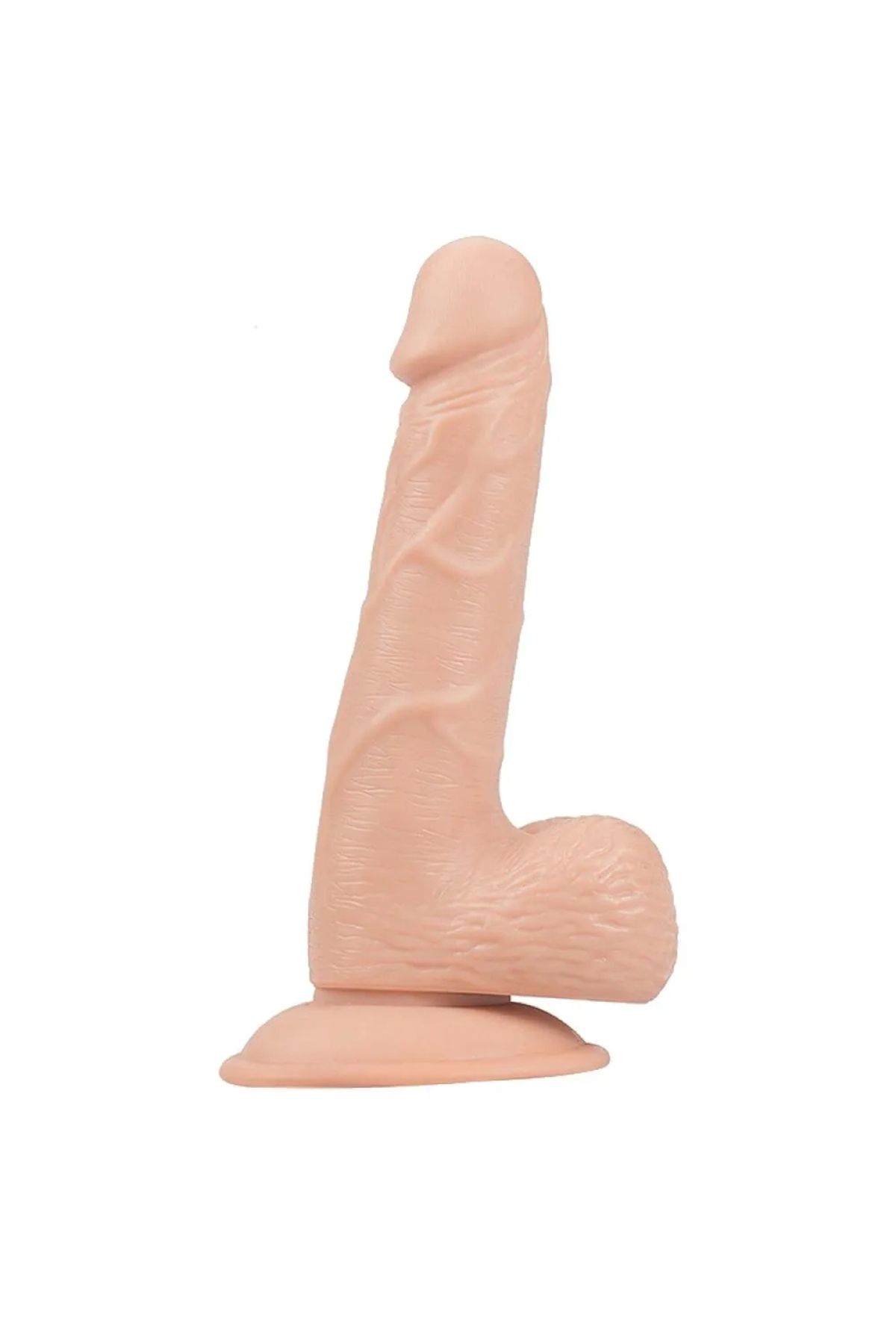 Gerçekçi Et Dokusunda 19.5 CM Damarlı ve Vantuzlu Esnek Penis Dildo [SH-PX178]