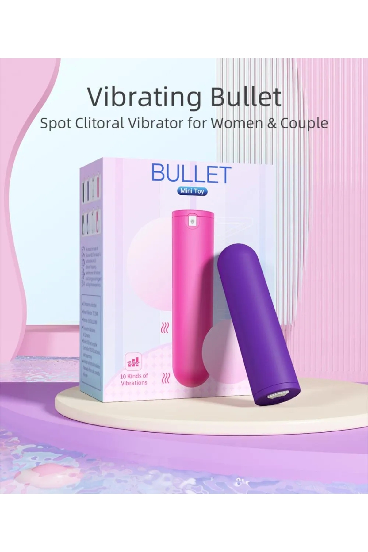 [PEMBE] Çok Fonksiyonlu – 10 Titreşim Modu – USB Şarjlı Minimal Kurşun Vibratör