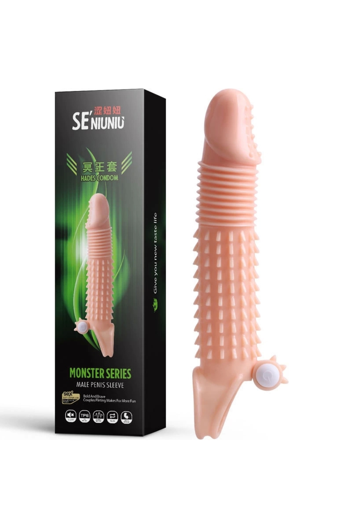 Hades Titreşimli Tırtıklı Penis Kılıfı